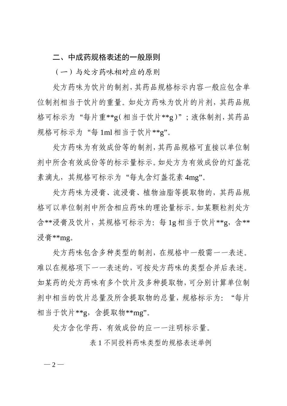 中成药规格表述技术指导原则_第2页