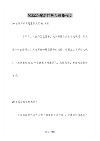 202420年后回故乡想象作文_5