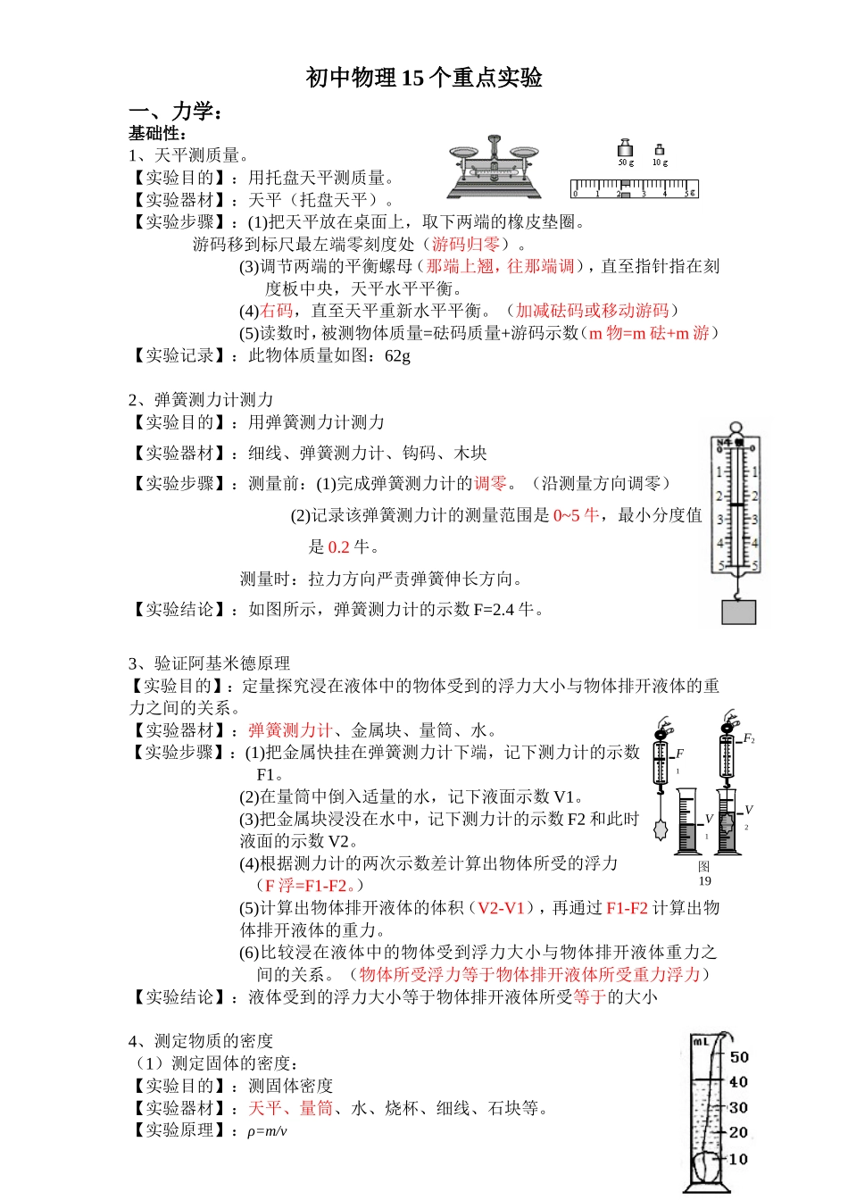 初中物理15个重点实验_第1页
