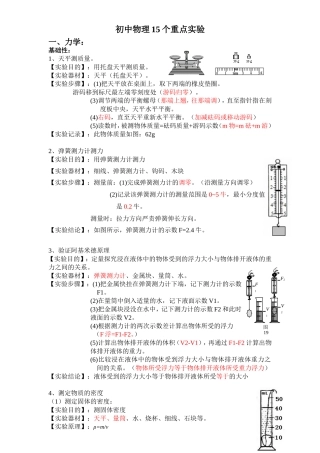 初中物理15个重点实验