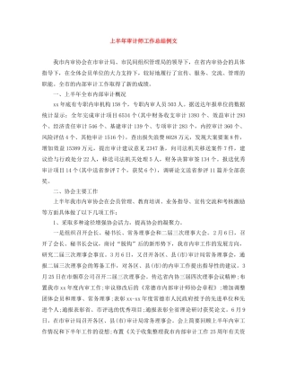 上半年审计师工作总结例文 
