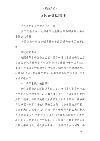 中央领导讲话精神