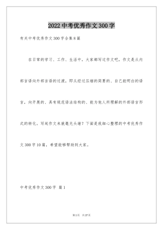 2024中考优秀作文300字_1