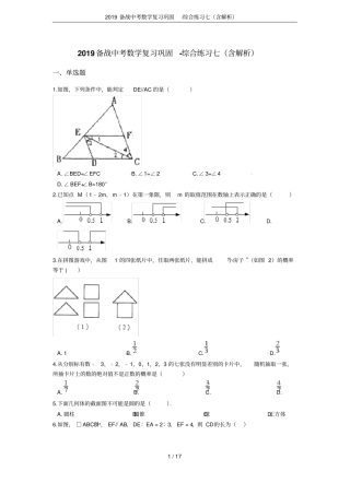 2019备战中考数学复习巩固-综合练习七含解析