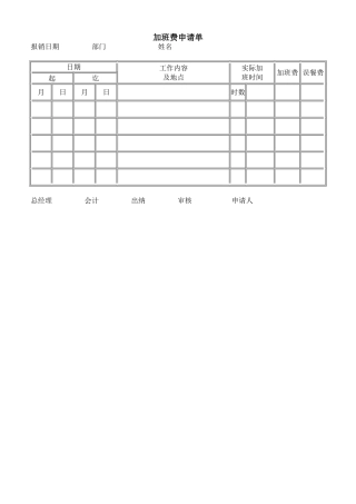 加班费申请单