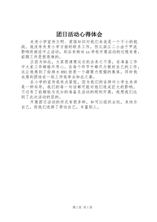 团日活动心得体会 