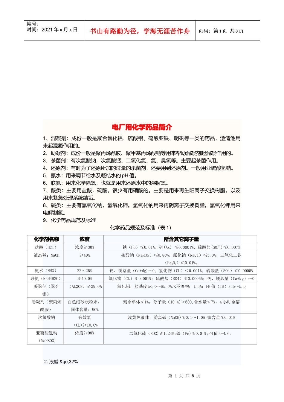 电厂用化学药品介绍_第1页