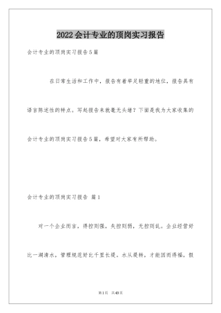 2024会计专业的顶岗实习报告