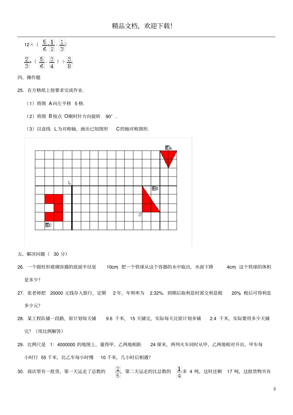 2019学年小升初数学模拟试卷_第3页