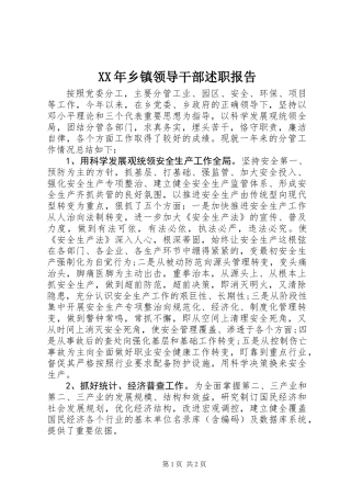 XX年乡镇领导干部述职报告