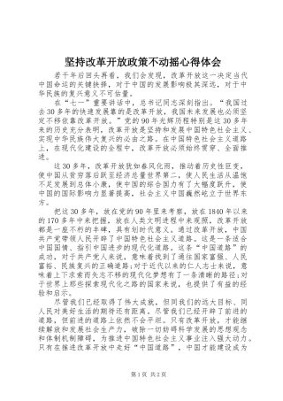 坚持改革开放政策不动摇心得体会 