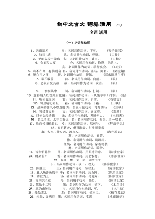 初中文言文词类活用