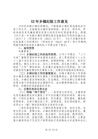 XX年乡镇纪检工作意见
