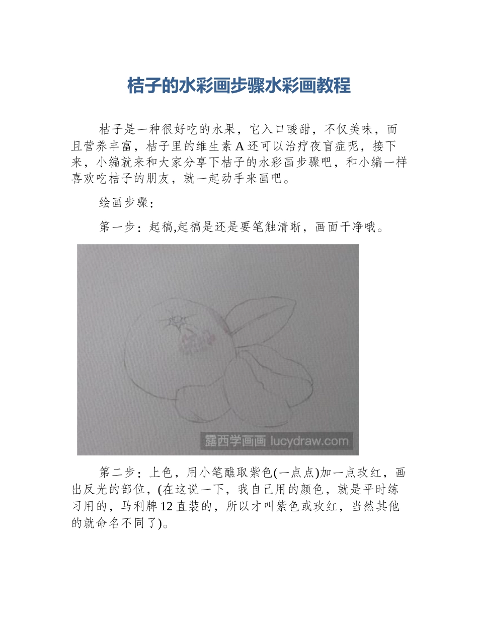桔子的水彩画步骤水彩画教程_第1页
