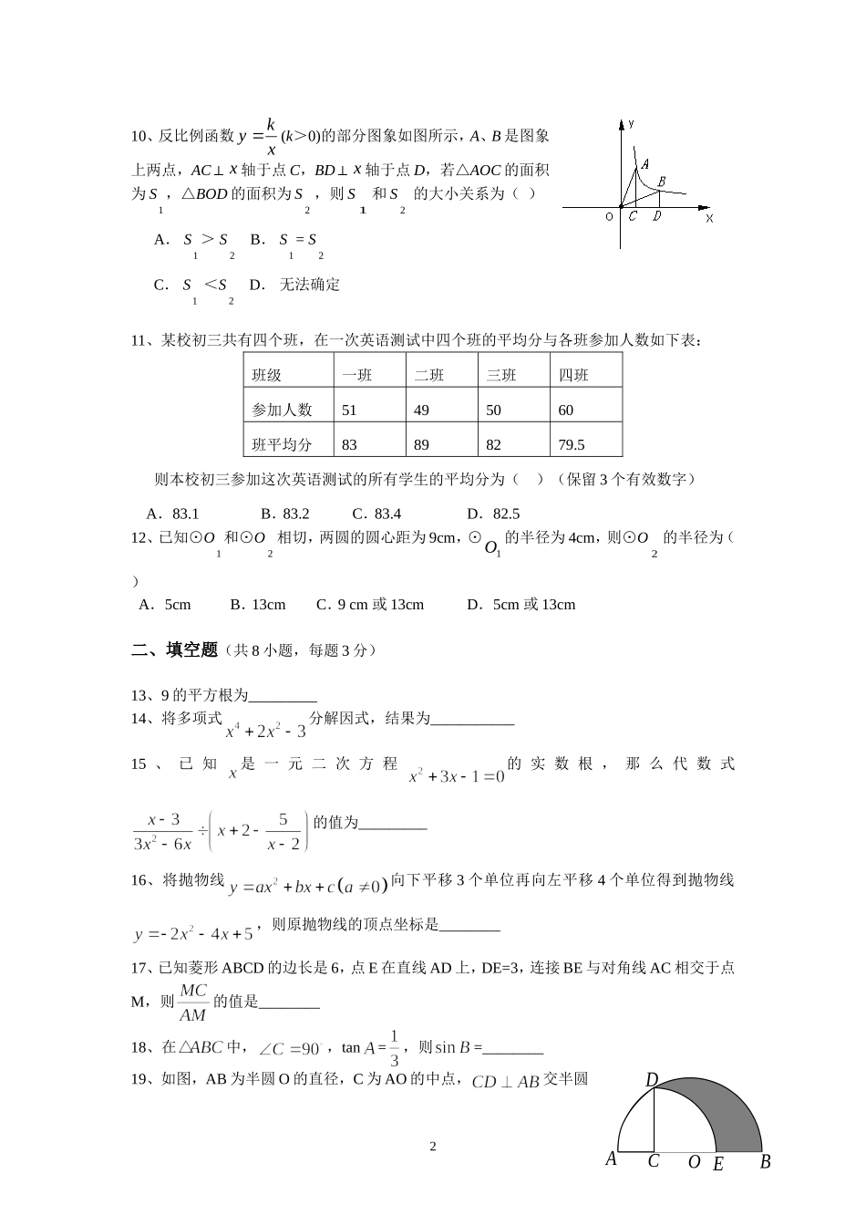 初中数学试题_第2页