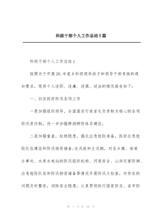 科级干部个人工作总结5篇