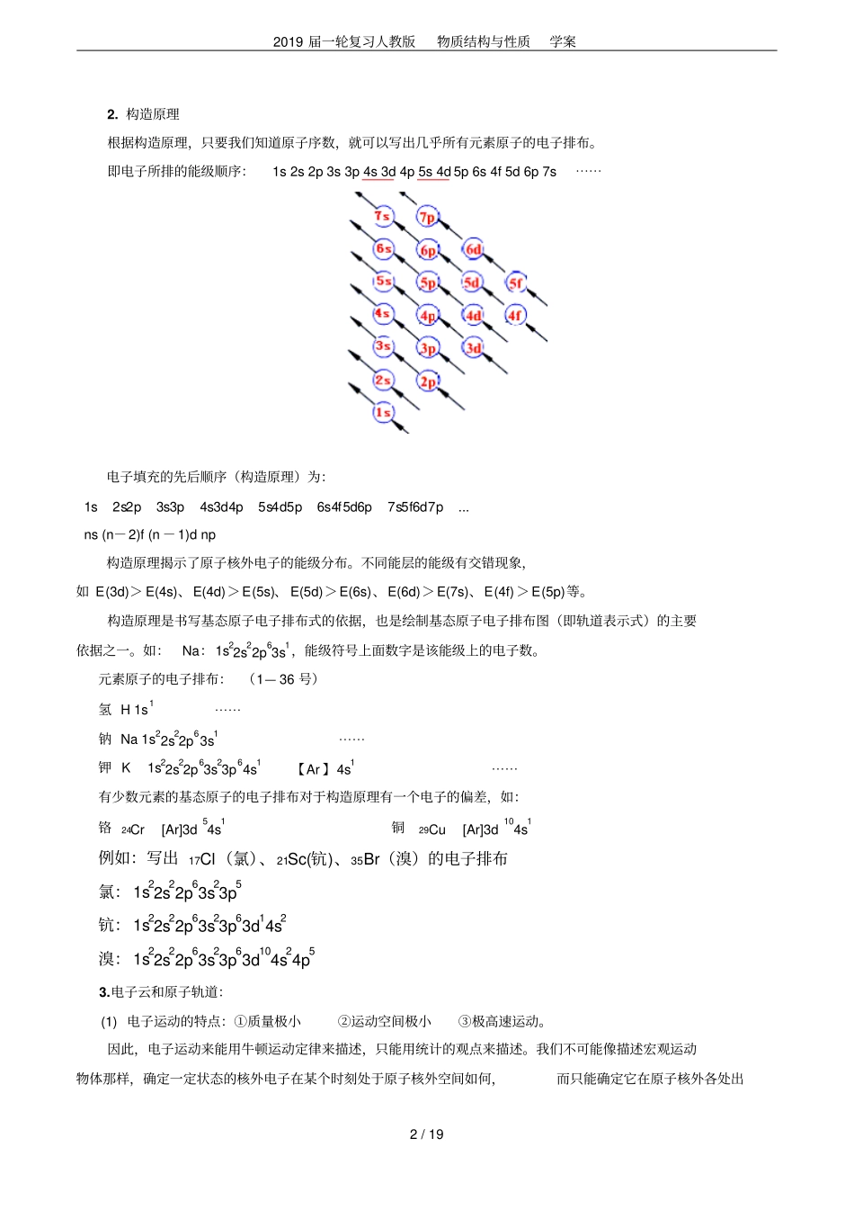 2019届一轮复习人教版物质结构与性质学案_第2页