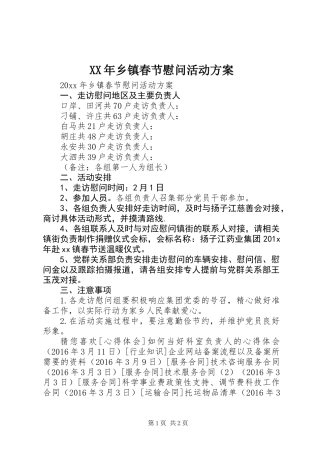 XX年乡镇春节慰问活动方案