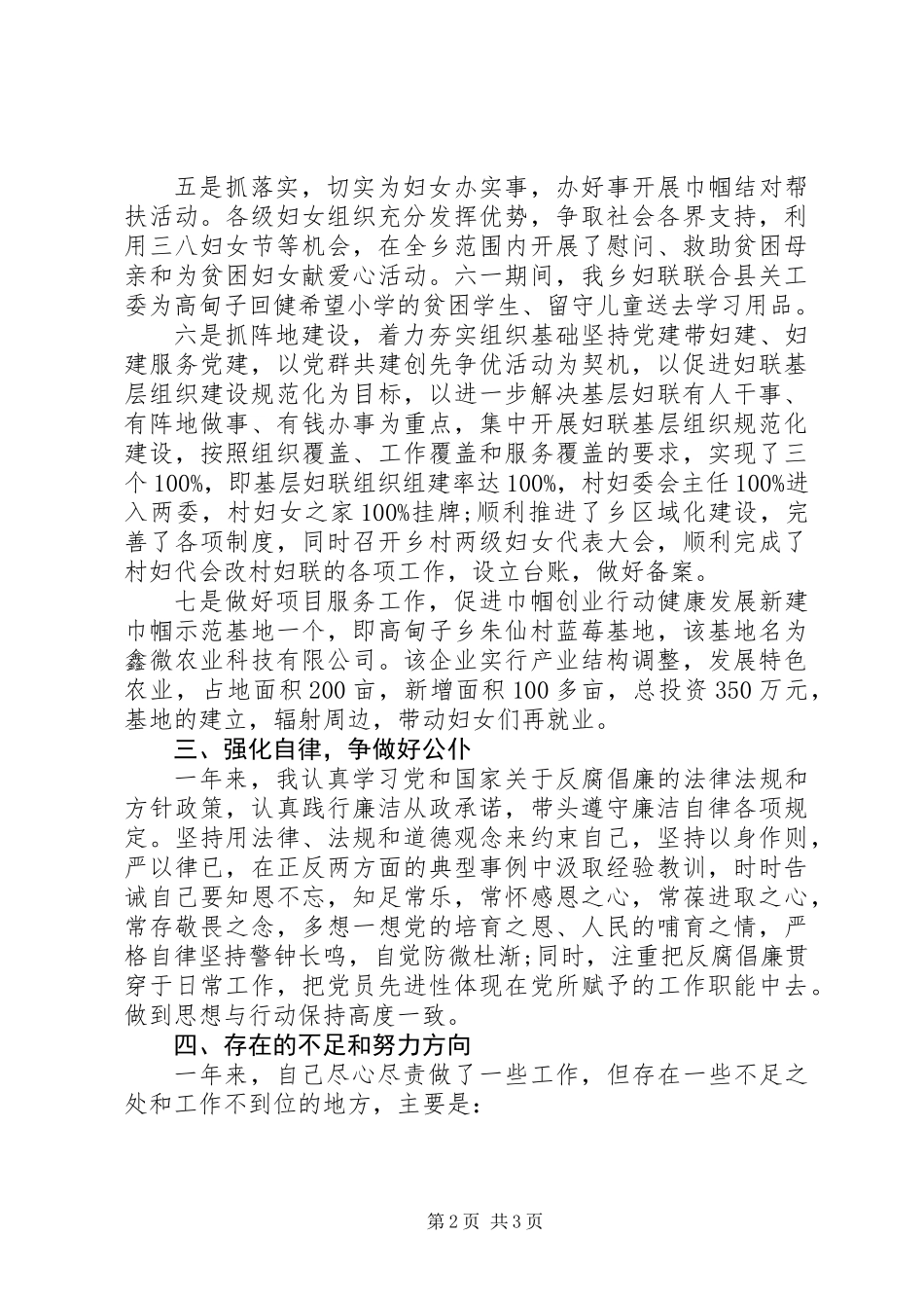XX年乡镇妇联主席工作述职_第2页