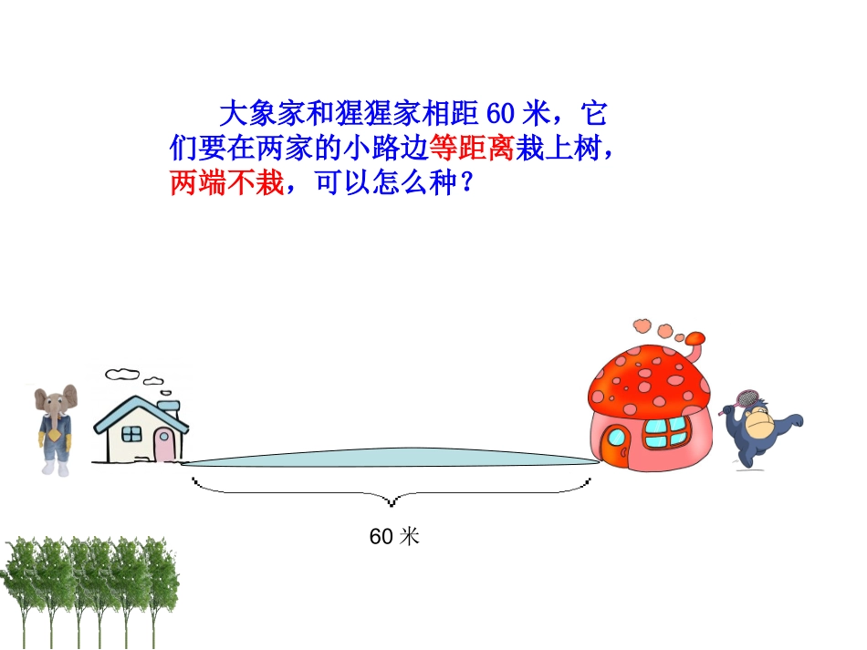 四年级下册第八单元《数学广角》植树问题（两端不栽）课件_第2页