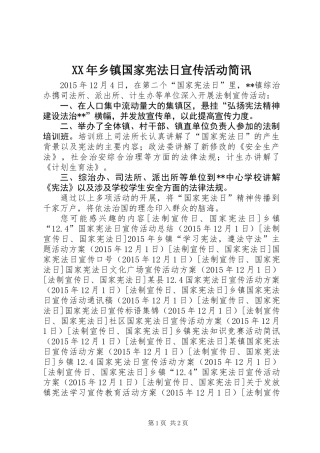 XX年乡镇国家宪法日宣传活动简讯