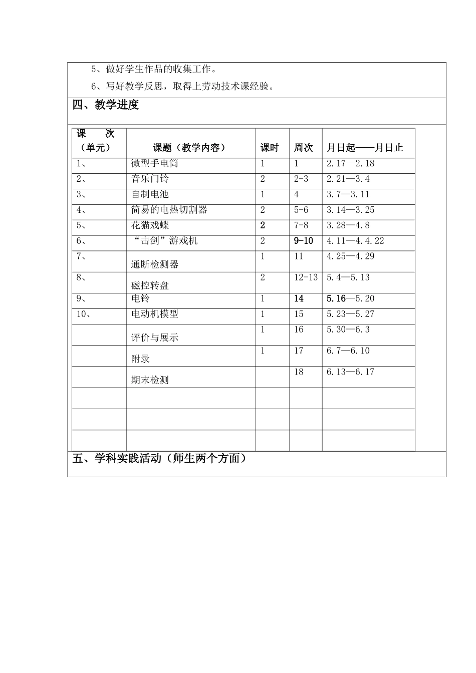 五年级劳技教学计划本年级组教师_第2页