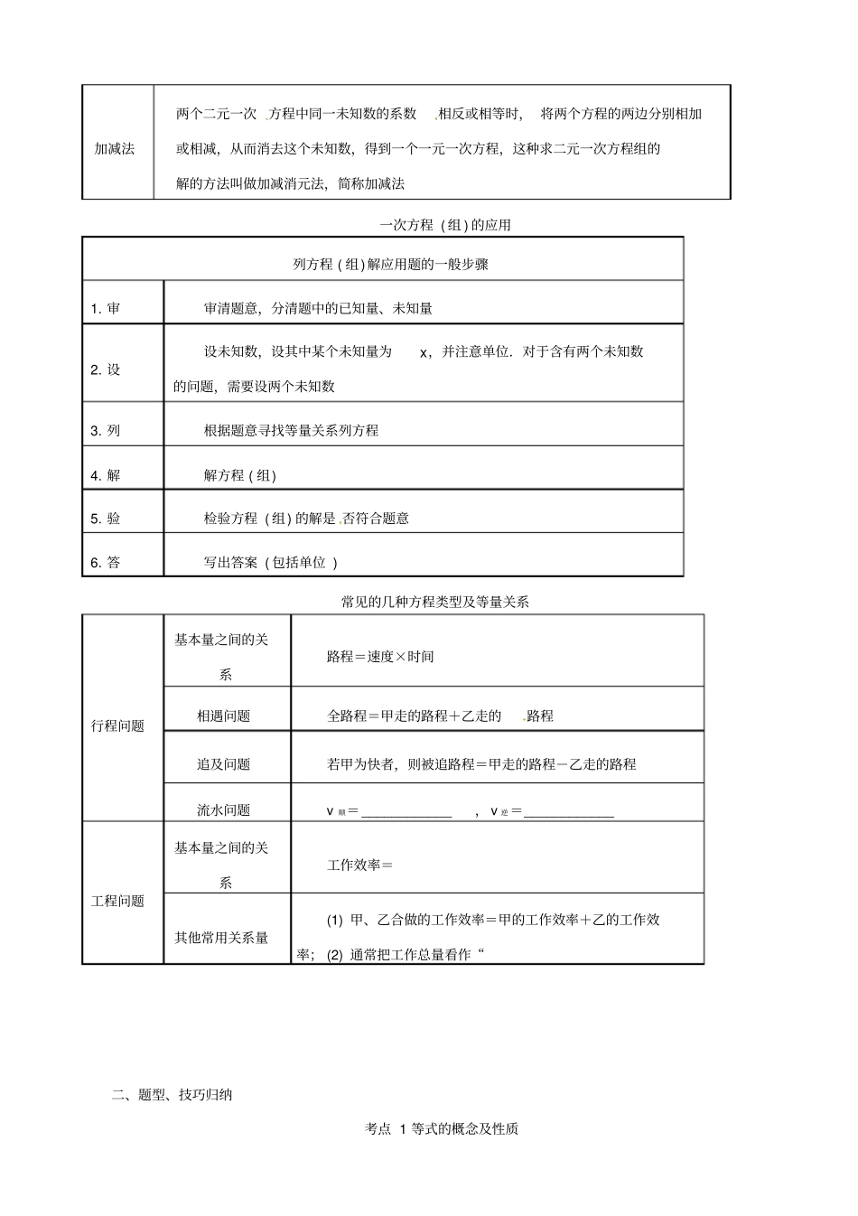 2019届中考数学一轮复习导学案：第6讲_一次方程组及其应用_第2页