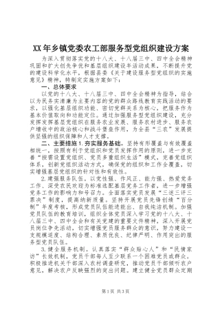 XX年乡镇党委农工部服务型党组织建设方案