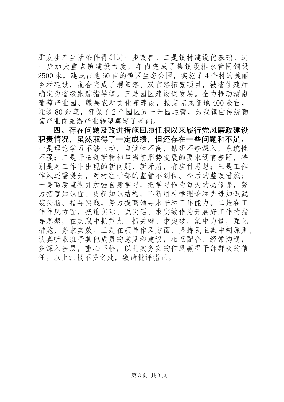 XX年乡镇党委书记述责述廉报告_第3页