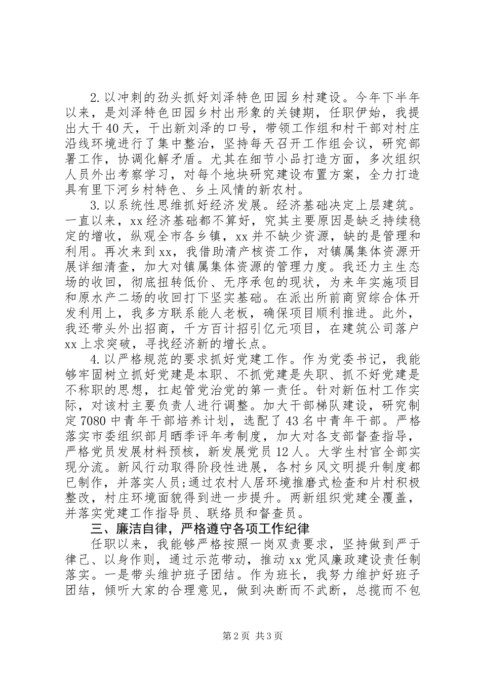 XX年乡镇党委书记述职报告_第2页
