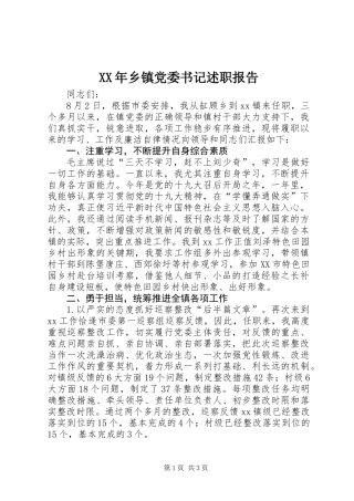 XX年乡镇党委书记述职报告 (2)