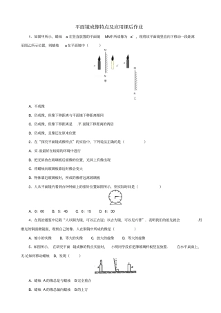 2019届中考物理一轮复习试题_平面镜成像特点及应用_含答案