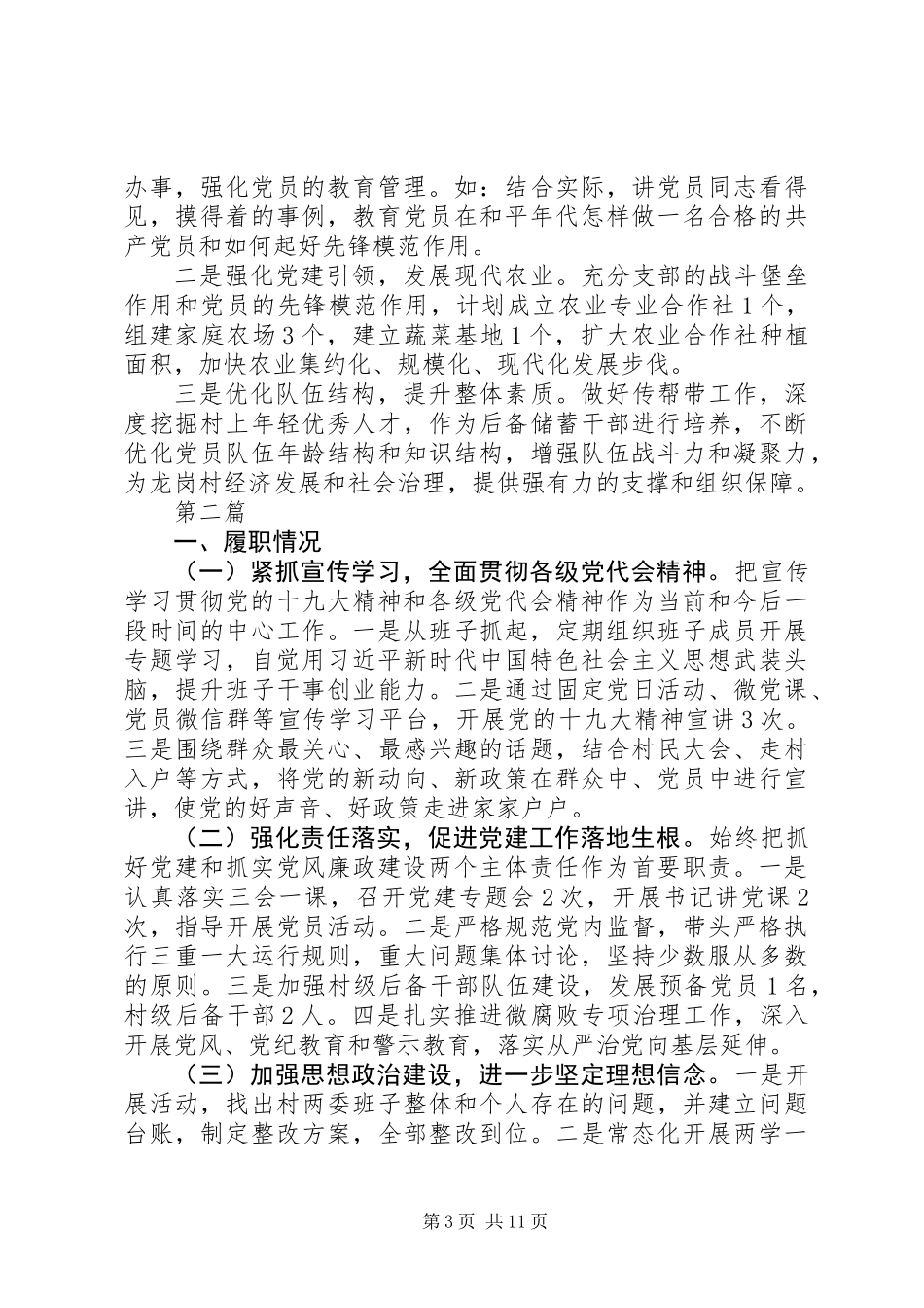 XX年乡村党建工作述职报告5篇_第3页