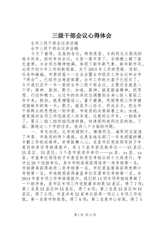 三级干部会议心得体会 