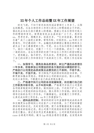 XX年个人工作总结暨XX年工作展望