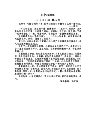 七11班魏心怡作文