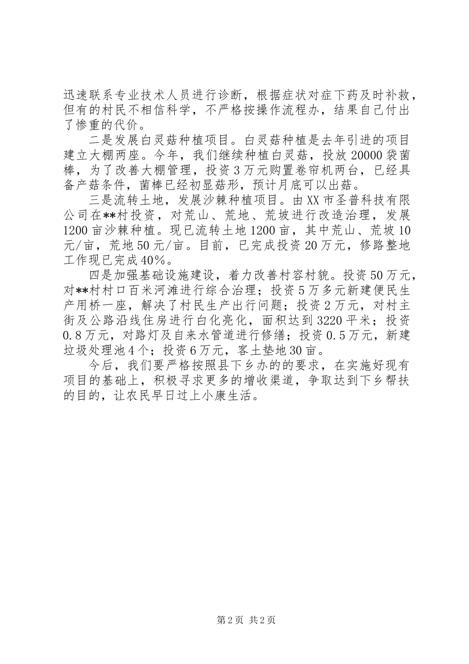 XX年下乡驻村帮扶工作总结_第2页
