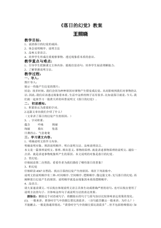 落日的幻觉教案——王照晓