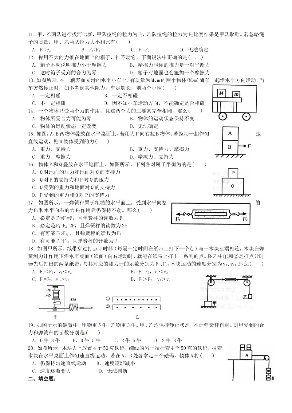 八年级物理（下）知识点全扫描与测试试卷八_第2页