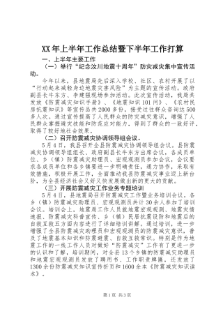 XX年上半年工作总结暨下半年工作打算