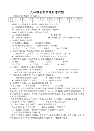 九年级月考题
