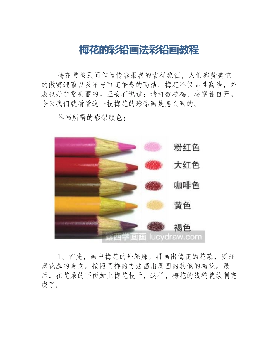 梅花的彩铅画法彩铅画教程_第1页