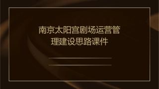 南京太阳宫剧场运营管理建设思路课件