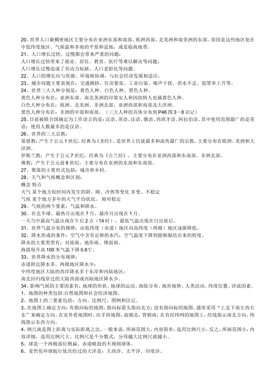 七年级地理上册及下册复习提纲_第2页