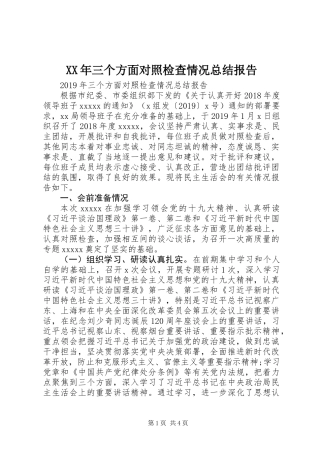 XX年三个方面对照检查情况总结报告