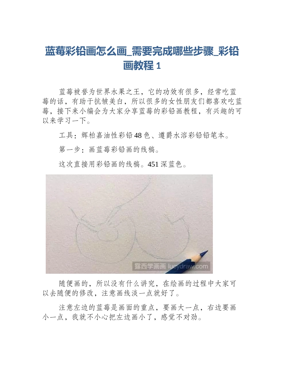 蓝莓彩铅画怎么画_需要完成哪些步骤_彩铅画教程1_第1页