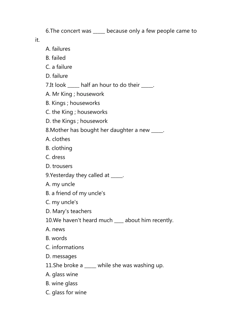 名词练习40题和代词练习40题 _第2页