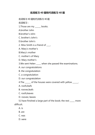 名词练习40题和代词练习40题 
