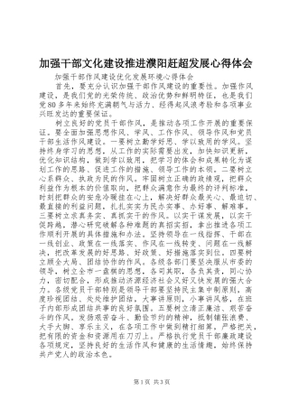 加强干部文化建设推进濮阳赶超发展心得体会 