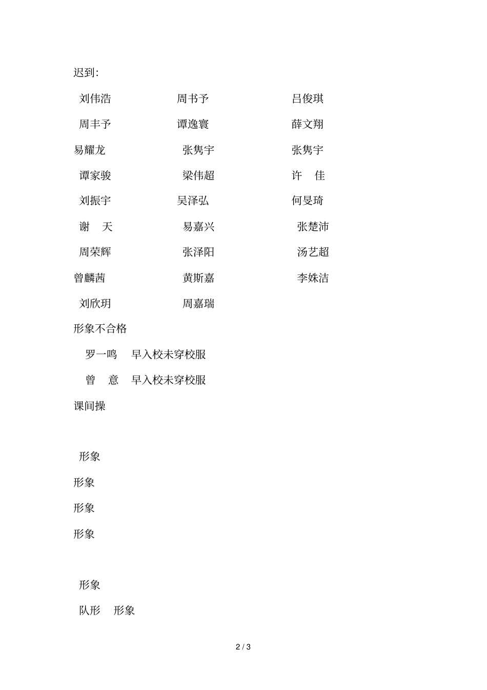 2019年上学期第八周常规检查情况反馈表_第2页